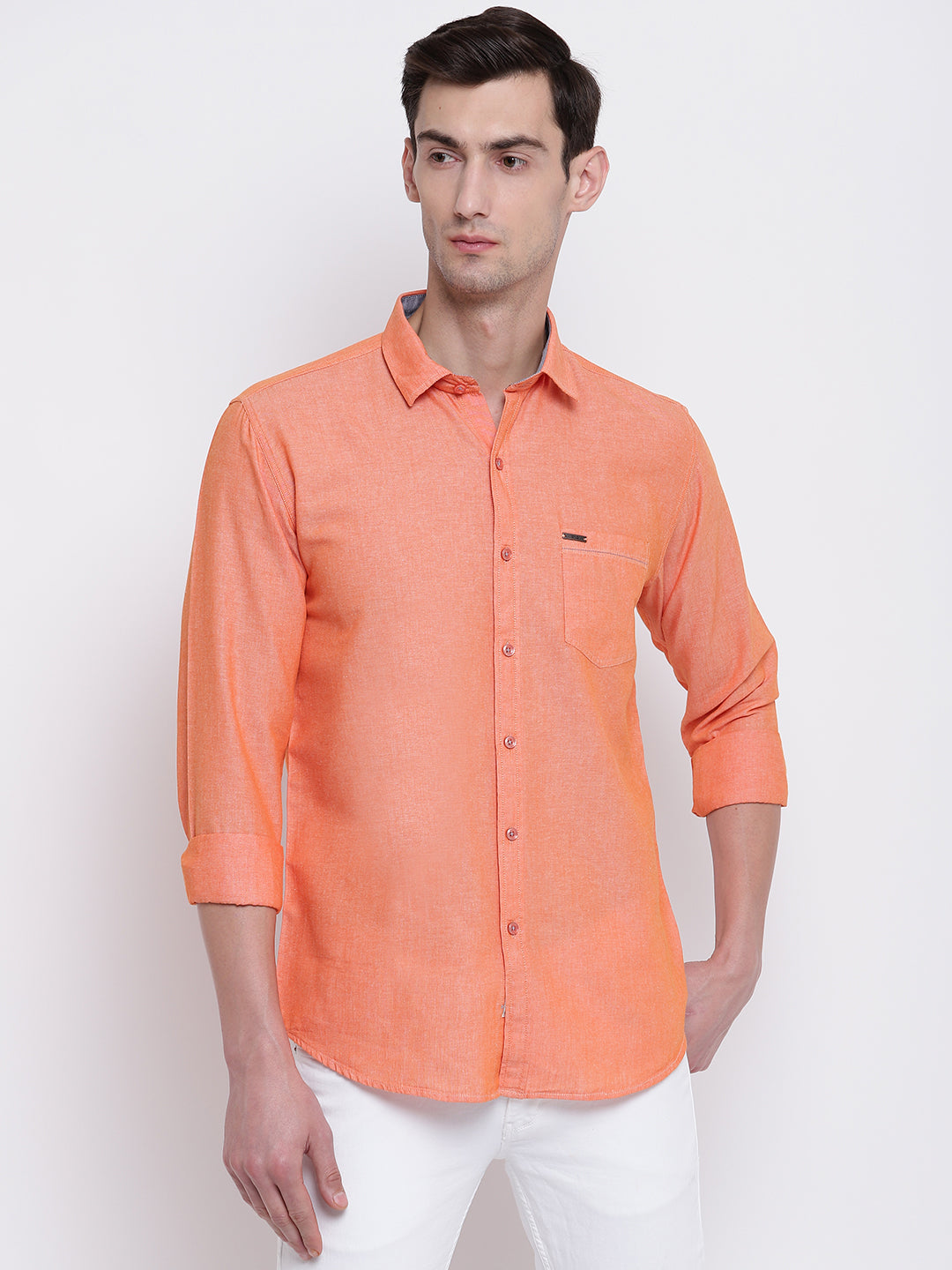 orange color shirt